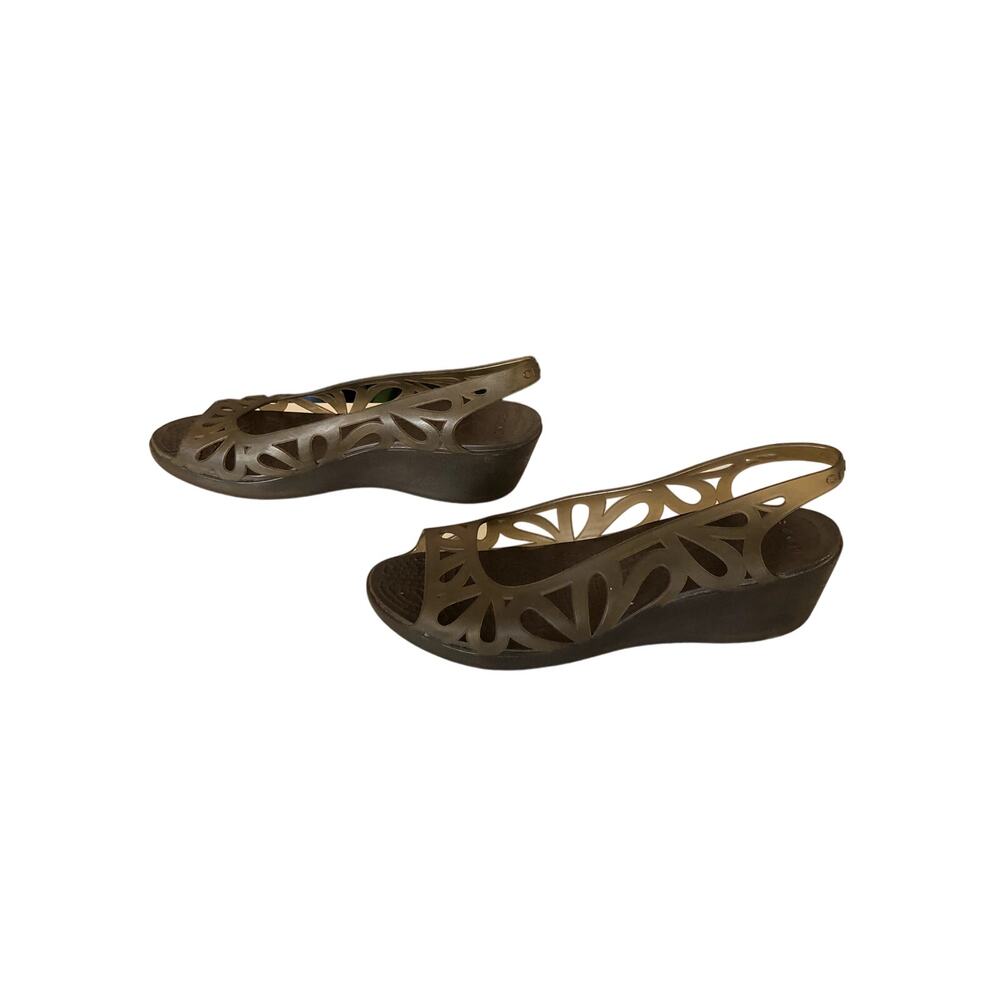 Crocs Women's Wedge Sandals Shoes Slingback Size 9 Brown